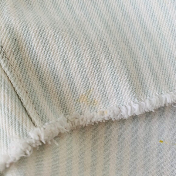 LOFT Denim Shorts 25 Pastel Blue White Candy Stripe Raw Hem Cutoff Preppy Beach - Picture 6 of 10